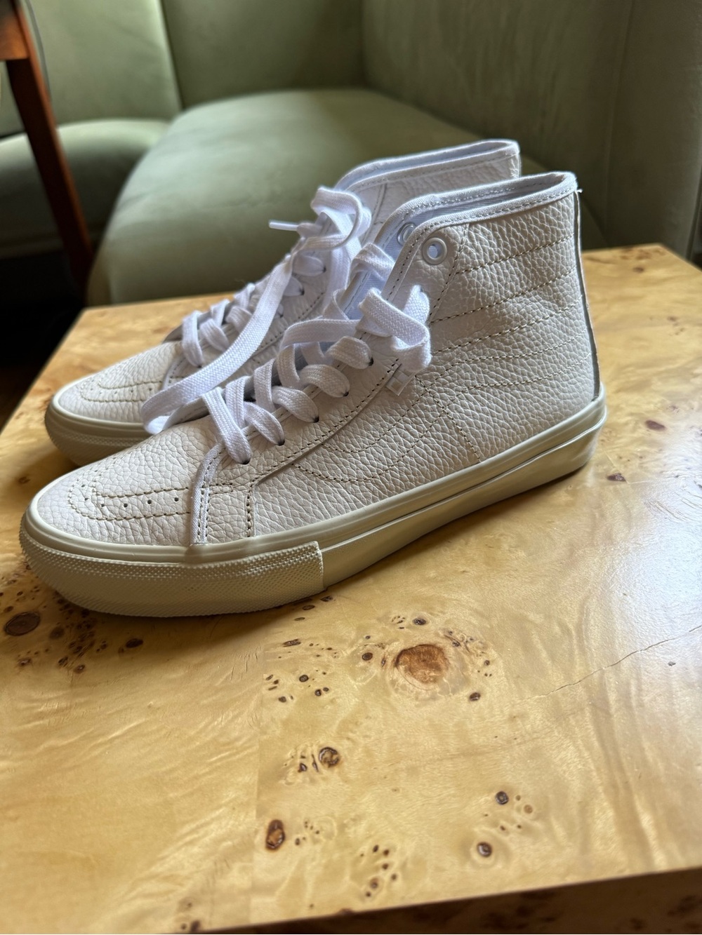 Vans White High-Top Leather Skate Sneakers